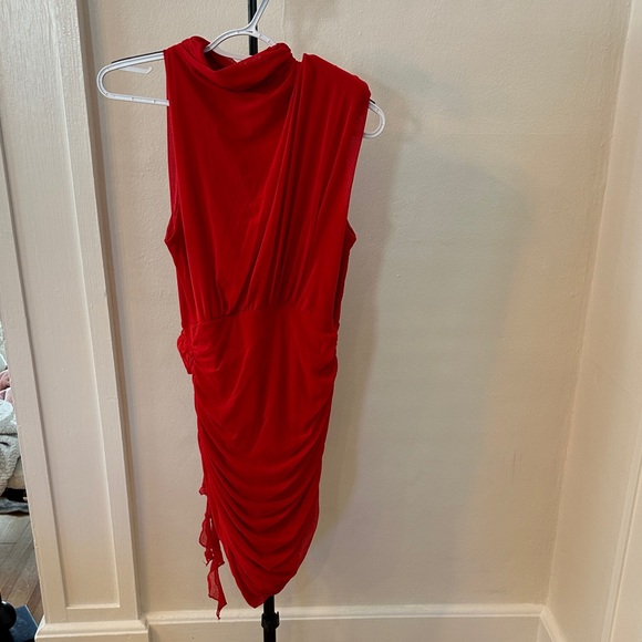 Amazon Red Ruched Mini Dress - Picture 2 of 3